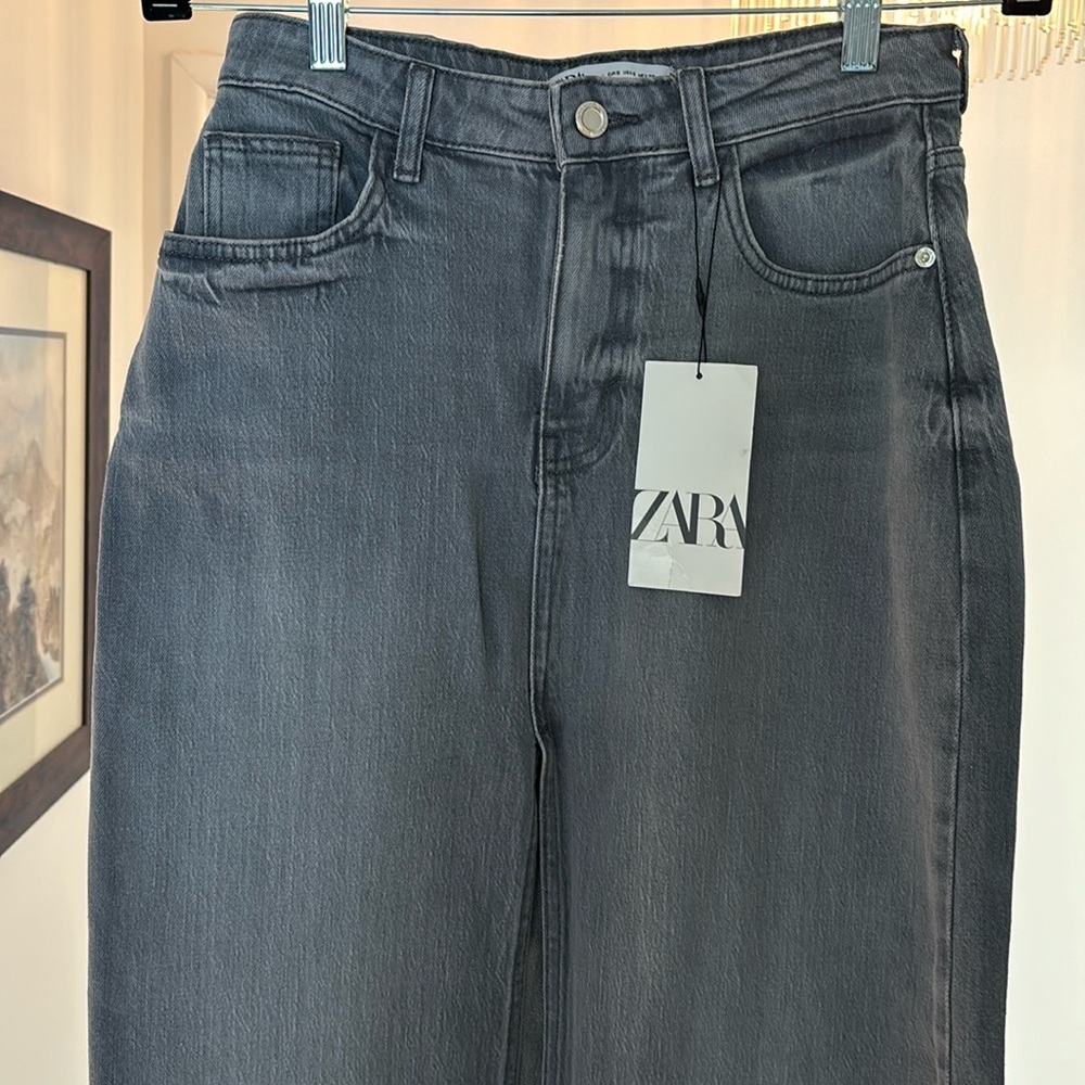 Zara NWT soft long jean skirt with slit
